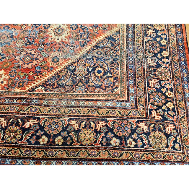 Antique Persian Mahal Sultanabad Rug, Hand-Knotted Wool, Geometric Pattern, Brick-Red & Navy, 10x15 For Sale - Image 16 of 18