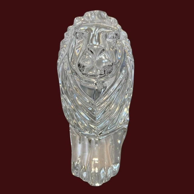 Glass Waterford Crystal Lion Figurine Sculpture-Irish Art Glass-Paperweight-Office-Leo For Sale - Image 7 of 11