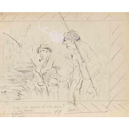 Pencil and watercolor drawing realized by Mino Maccari in 1930s. Not signed. Very good condition. This piece is attributed...