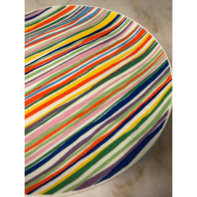 Retro 10" 1977 Seymour Mann "Candy Stripe" Pedestal Cake Stand For Sale - Image 6 of 8