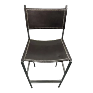 Sol & Luna Brown Leather and Iron Bar Stool