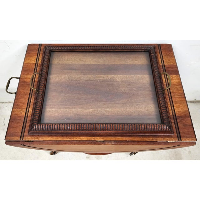 Antique 1800s Drop Leaf Serving Cart Sideboard For Sale - Image 4 of 13