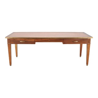 Midcentury French Palladian Fruitwood Library Table Desk 7 Ft For Sale