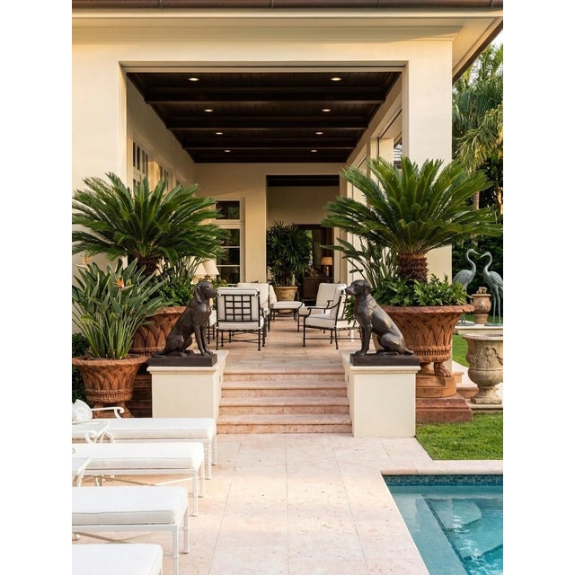 Metal Pair of Vintage Cast Iron Seated Hound Statues For Sale - Image 7 of 11