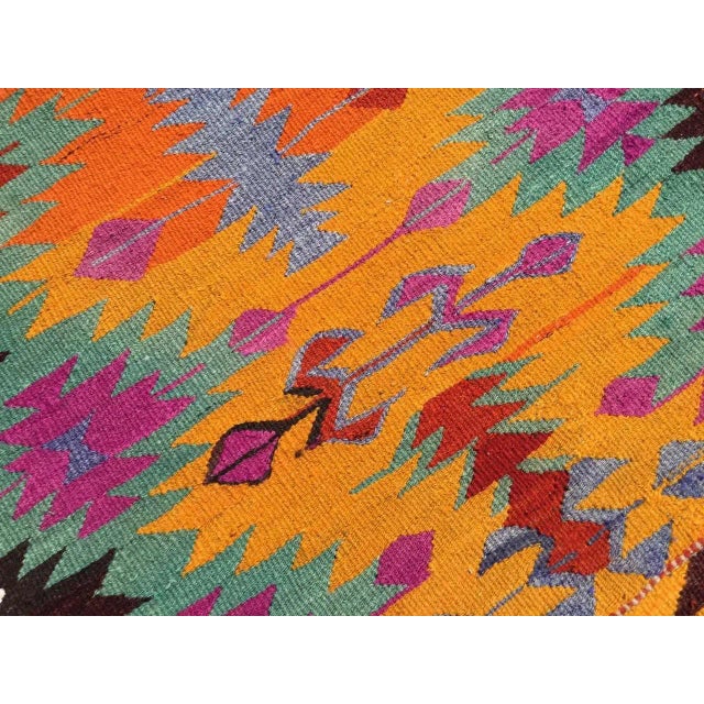 Small Colorful Handmade Turkish Kilim Rug - 35" X 48.5" For Sale In Raleigh - Image 6 of 8