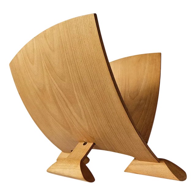 Mid-Century Wood Magazine Rack, 1970s For Sale