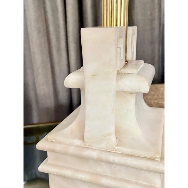 1950s Neoclassic Greek Key Alabaster Table Lamp For Sale - Image 10 of 13