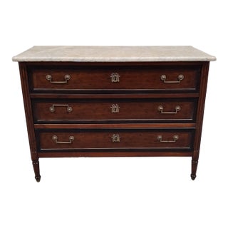 Late 18th Century French Louis XVI Walnut Marble Top Commode For Sale