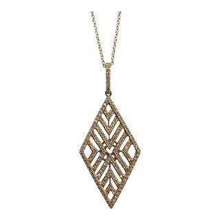 Designer Effy Diamond Geometric Pendant Necklace 14kt Gold 0.62ctw NWT For Sale