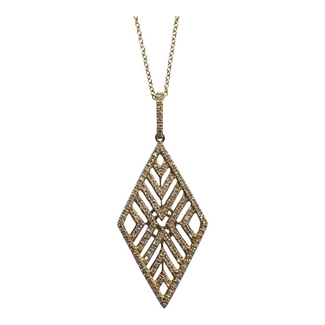 Designer Effy Diamond Geometric Pendant Necklace 14kt Gold 0.62ctw NWT For Sale