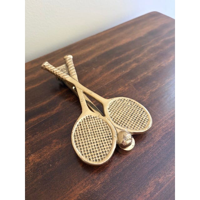 Vintage Cast Brass Double Tennis Racket Door Knocker For Sale - Image 4 of 8
