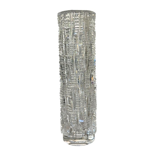 Signed Vladimír Žahour Monumental Hand Cut Czech Crystal Vase, 13.75” For Sale - Image 9 of 11