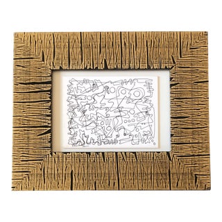 Original Contemporary Wayne Cunningham Abstract Ink Drawing Ornate Frame For Sale