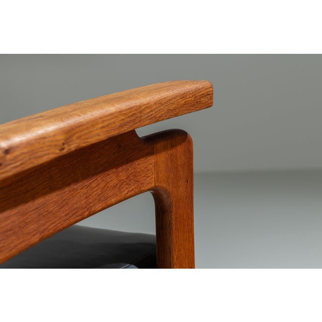 Belgian Lounge Chairs in Oak with Leather Cushions, 1960s, Set of 2 For Sale - Image 16 of 17