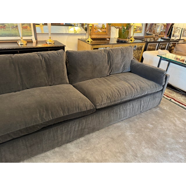 Restoration Hardware Cloud Slope Arm Sofa, Graphite Velvet For Sale In San Francisco - Image 6 of 12
