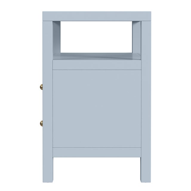 2020s Nora 21 in. W Rectangular Wood 2 Drawer Nightstand with Open Shelf, Light Blue For Sale - Image 5 of 8