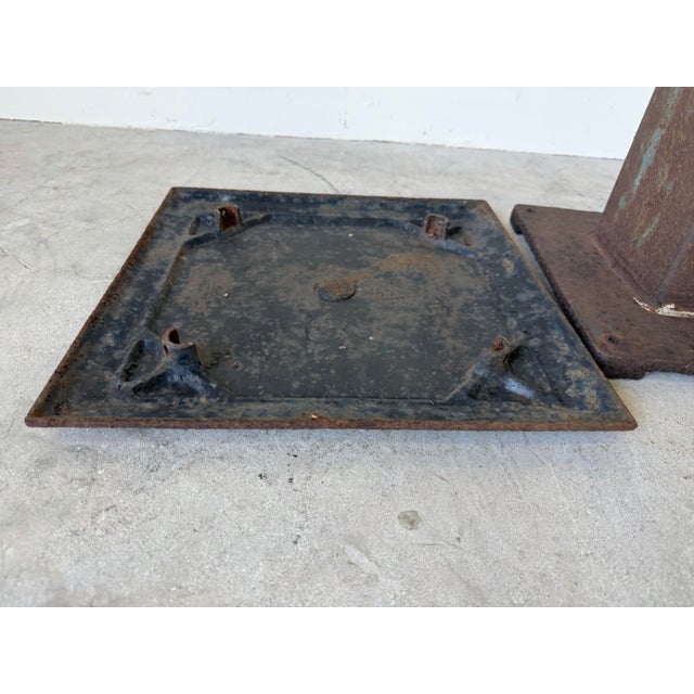 Metal Vintage Brutalist Metal Garden Pedestal With Embossed Top For Sale - Image 7 of 12