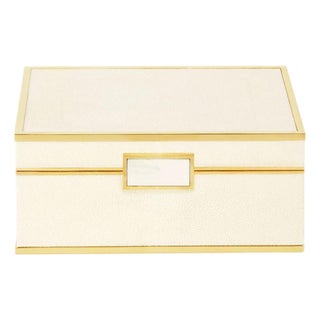 AERIN Classic Faux Shagreen Small Jewelry Box, Cream For Sale