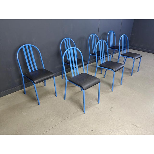 Black Nr 222 Chairs attributed to Robert Mallet-Stevens, 1980s, Set of 7 For Sale - Image 8 of 13
