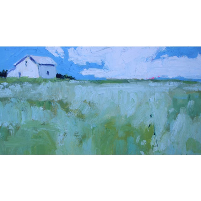 Contemporary White Barn on the Horizon – Contemporary Landscape Oil For Sale - Image 3 of 8