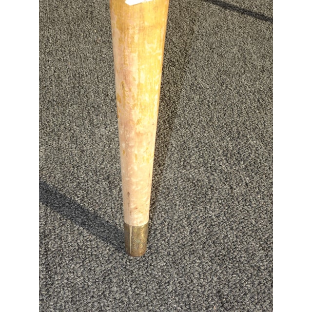 Wood Vintage Mid Century Modern Cream White Ottoman W Peg Legs For Sale - Image 7 of 12