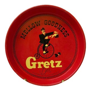 1930s William Gretz Brewing Co. Tin Litho Beer Serving Tray For Sale