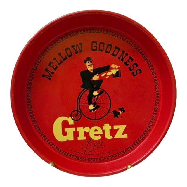 1930s William Gretz Brewing Co. Tin Litho Beer Serving Tray For Sale
