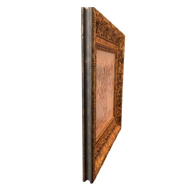 Wood Vintage Impressionist Style Magnolia Still Life Painting in Distressed Gilt Frame, Signed For Sale - Image 7 of 8