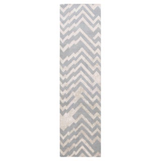 Modern Geometric Hand-Knotted Silk & Wool Runner by Doris Leslie Blau For Sale