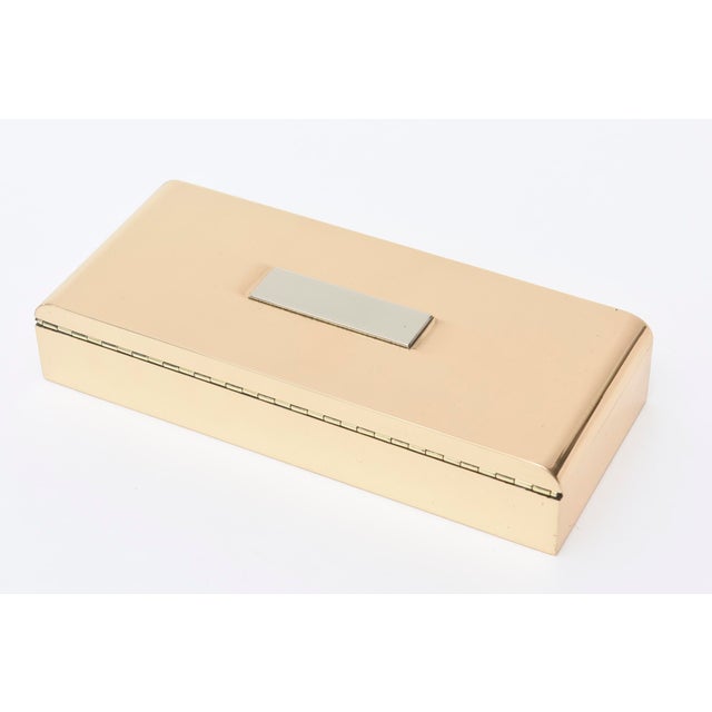 Wood Art Deco Bronze and Silver Plate Hinged Box With Wood Interior by Silver Crest For Sale - Image 7 of 10