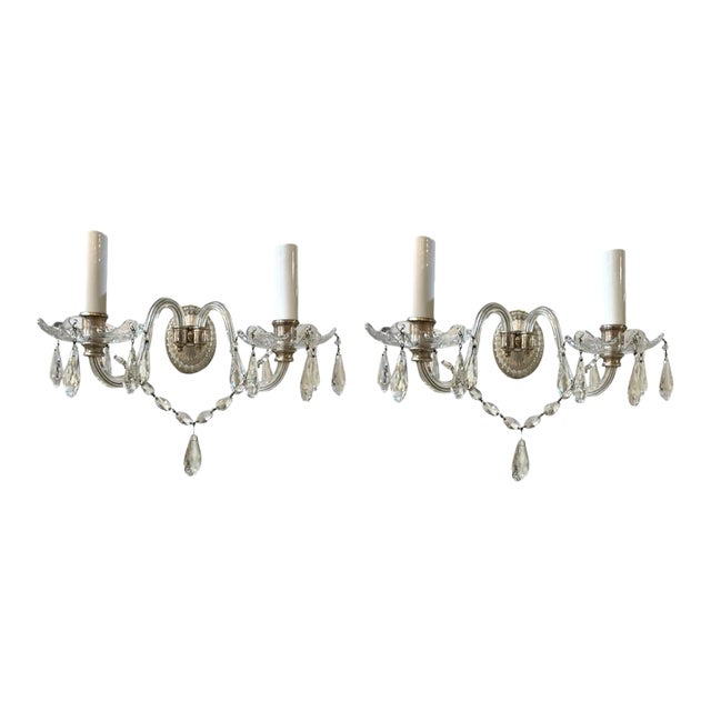 1900s Caldwell Crystal Sconces 2 Lights - a Pair For Sale