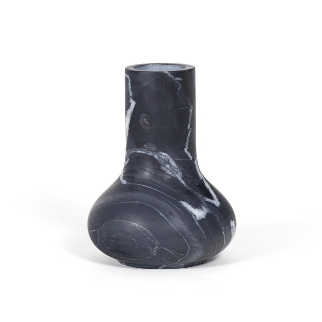 2020s Jasper Marble Vase Large, Black For Sale - Image 5 of 5