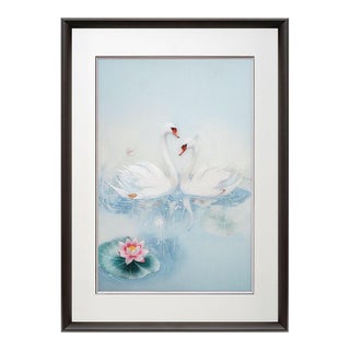 Handcrafted Suzhou Embroidery Swan Water Scene Wall Art – Double-Sided Silk Embroidery Decorative Panel For Sale