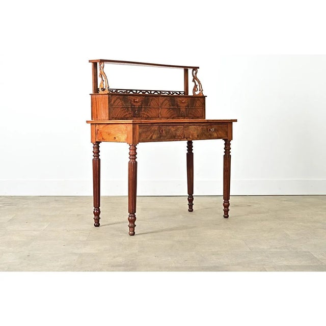Brown French 19th Century Mahogany and Leather-Top Writing Desk For Sale - Image 8 of 10