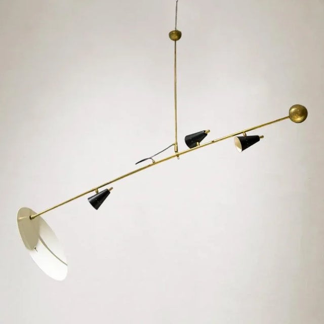 Mid-Century Modern Mid-Century Counterweight Brass Ceiling Lamp For Sale - Image 3 of 9