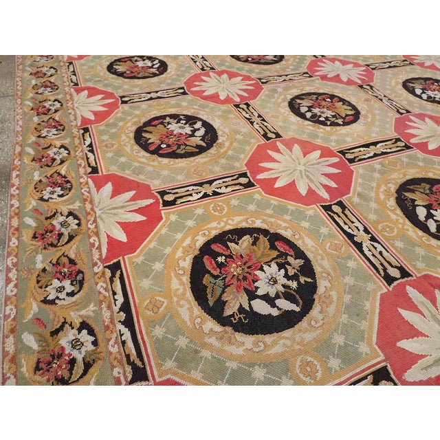 Early 20th Century Galerie Shabab Collection Early 20th Century Antique English Needlepoint Large Carpet For Sale - Image 5 of 10