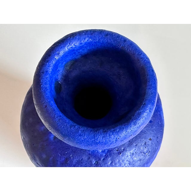 Studio Ceramic Art Vase with Blue Lava Glaze by Hartwig Heyne for Hey Keramik, West Germany, 1970s For Sale - Image 4 of 16