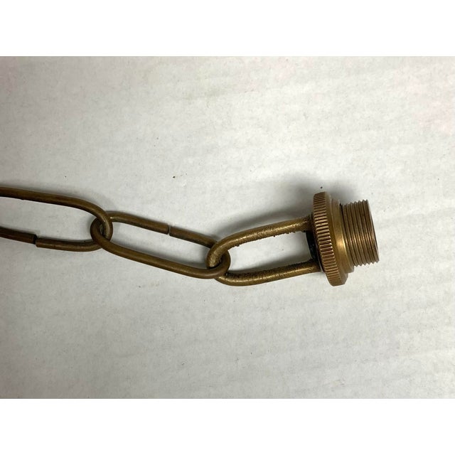 Burnished Brass Bronze Metal Drum Hanging Pendant Light For Sale - Image 9 of 12