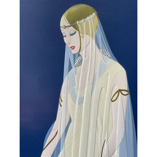Art Deco "Devotion" Art Deco Numbered Serigraph by Erté, 1987 For Sale - Image 3 of 7