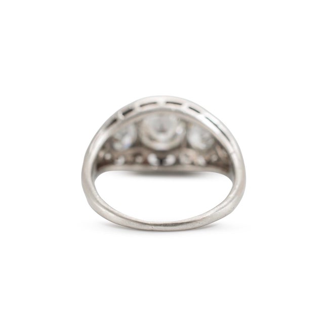 Antique Edwardian Platinum 2.34ctw Old Euro Diamond Three-Stone Engagement Ring, Size 7 For Sale In Houston - Image 6 of 8