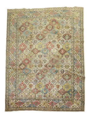 Vintage Tabriz Multi-Color Traditional Hand-Knotted Rug, 9'6'' X 13'