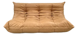 French Three-Seater Togo Sofa in Leather by Michel Ducaroy for Ligne Roset