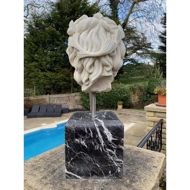 20th Century Marble Bust Sculpture of the Roman God of the Water Neptune For Sale - Image 5 of 10