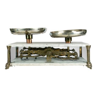 19th Century Marble and Brass French Balance Scales For Sale
