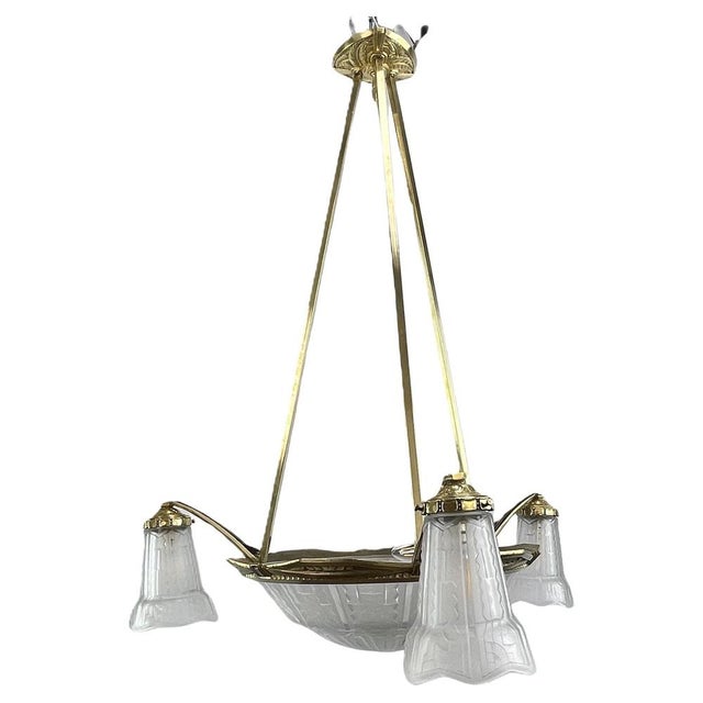 Art Deco Bronze Ceiling Lamp by P. Maynadier, 1930s For Sale - Image 14 of 14