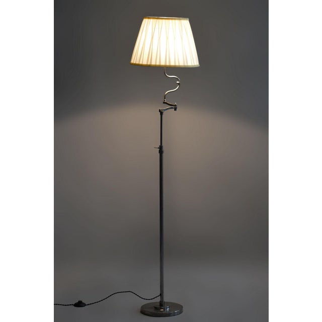 Silver Art Deco Floor Lamp in Chrome, 1920s For Sale - Image 8 of 9
