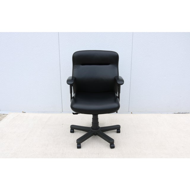 Black Knoll Bulldog Executive Ergonomic Office Desk Chair in Black Leather, Adjustable For Sale - Image 8 of 18