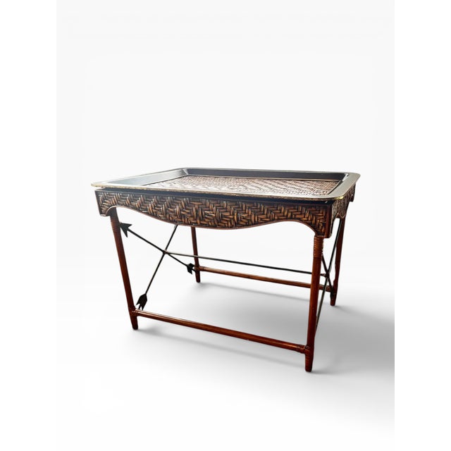 1990s 1990s Maitland-Smith Rattan and Faux Bamboo Tray Table For Sale - Image 5 of 11