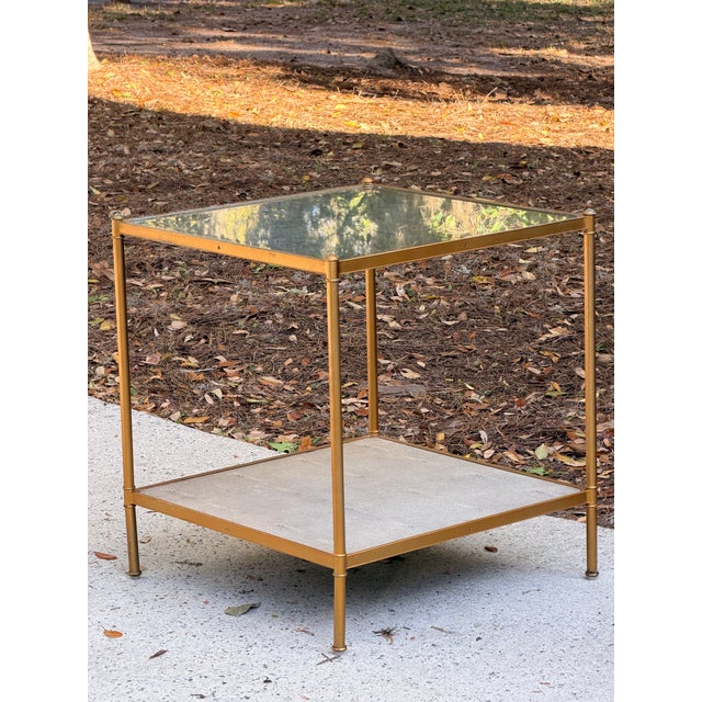 Lillian August 'Anton' Aged Brass and Shagreen Side Table For Sale - Image 12 of 17
