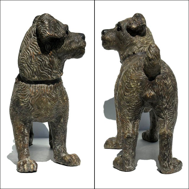1940s Austrian Standing Terrier Dog Composition Lifesize Figural Sculpture For Sale - Image 4 of 12